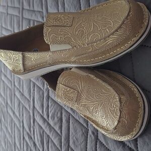 "ARIAT" Gold Embossed Slip-Ons